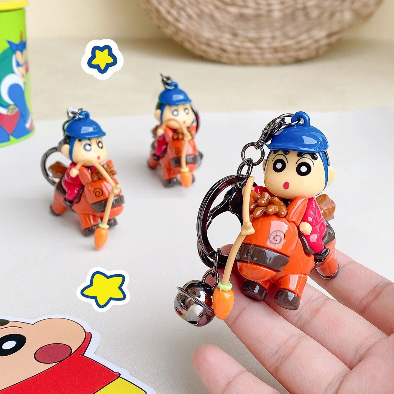 

New Kawaii Crayon Shin-chan Keychain Anime Cartoon Horse Riding Series Keychain Cute Bag Pendant Car Keychain Gift Accessories