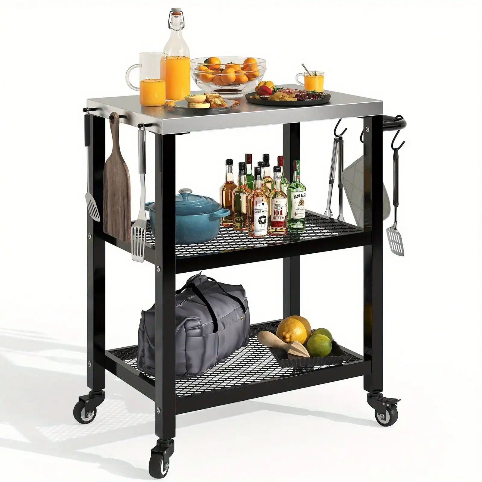 

Outdoor Prep Dining Table Cart For Patio Bar Grilling Backyard BBQ Grill Cart