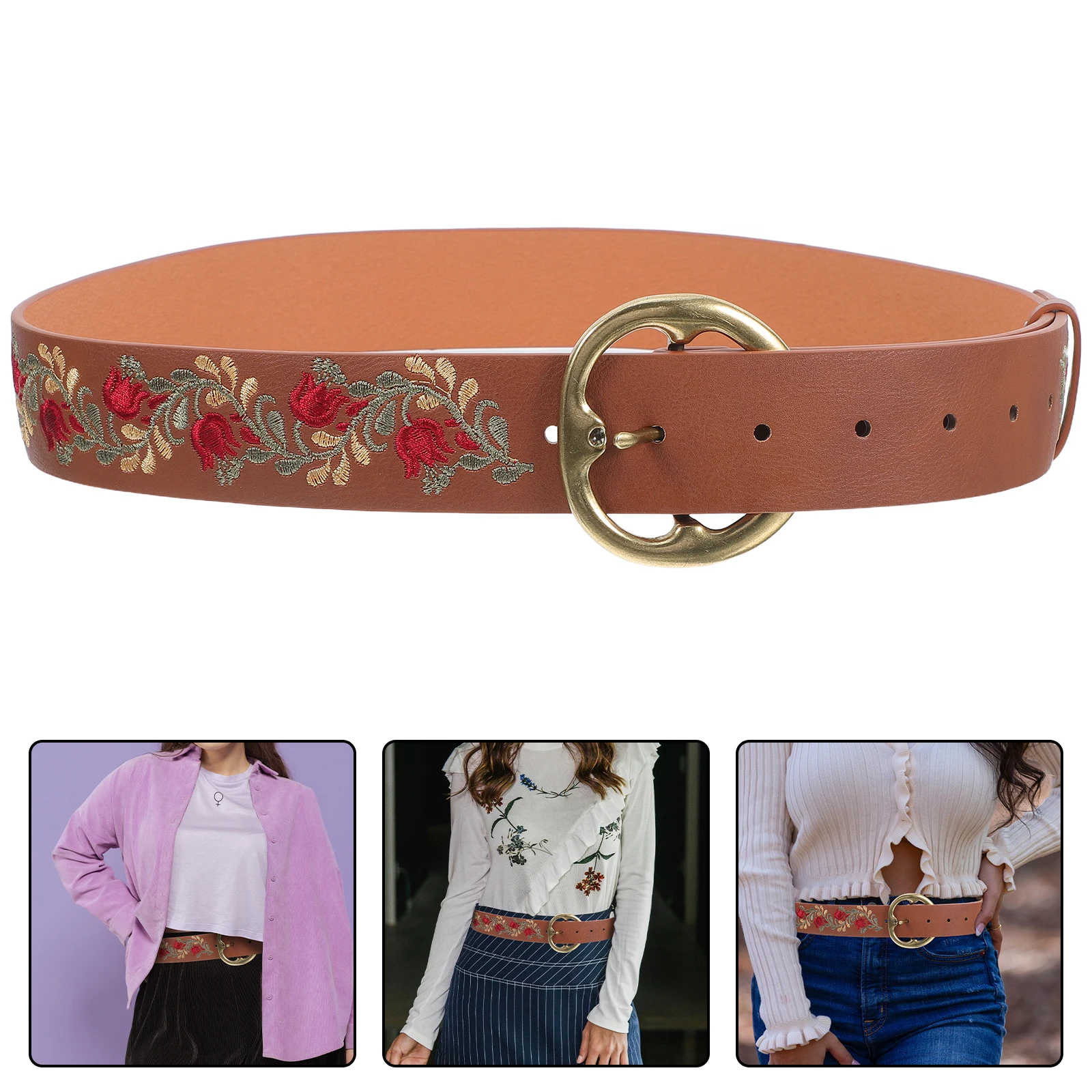 

Embroidered Belt Personality Boho Belts for Women Waist Zinc Alloy Dress Fashion