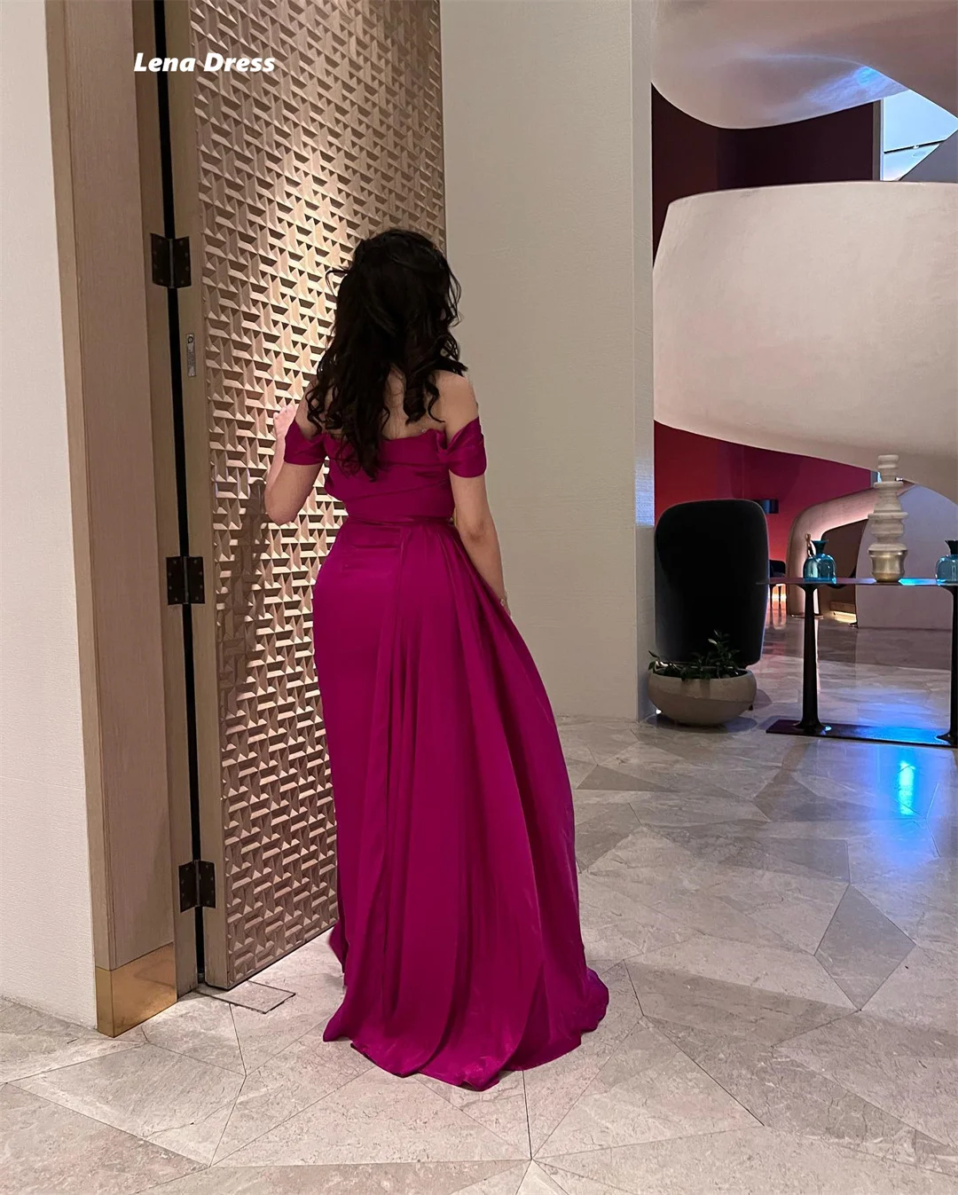 Lena schulterfreie, elegante Abendkleider für Damen, luxuriöse Abendkleider 2025, Satinstoff, maßgeschneidertes Kleid, Hochzeit, Meerjungfrau