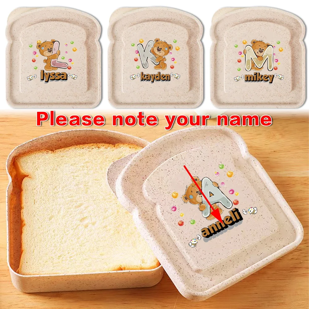

Customized Name Lunch Bag Sandwich Box Toast Box With Lid Portable Bread Storage Container Picnic Organizer Travel Food Holder