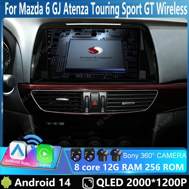 

Car Radio Carplay For Mazda 6 GJ Atenza Touring Sport GT Navigation GPS Android 14 Auto Multimedia Player Stereo No 2din 4G Wifi