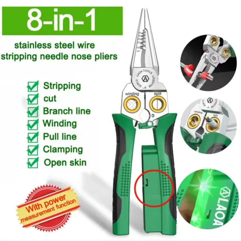 8-in-1 Multi-Functional Wire Stripper Scissors Electricity Wire Stripper Pliers Cutting Cable With Electrical Measuring Pliers