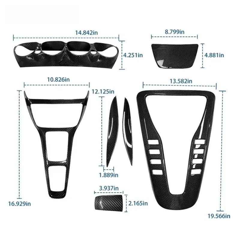 SUNMAX for GT Interior 7pcs Carbon Fiber Dashboard Center Console Panel Cove Trim C190 R190 GTS GTR 2019-2023