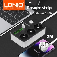 LDNIO EU Power Strip USB Plug Electric Extension Multi Outlet 2M Power Extension Cord 2500W  European Socket Charging Stations