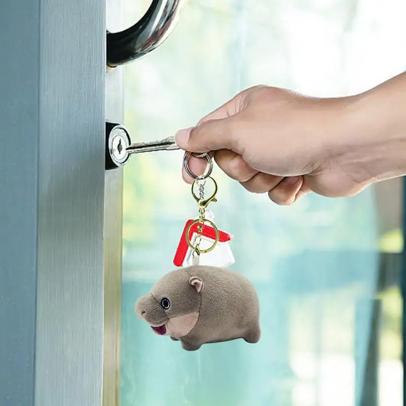 

Брелок «Бегемот», плюшевый очаровательный рюкзак «Бегемот», очаровательный милый брелок для ключей «Бегемот», подвеска на рюкзак, брелок с чучелами животных на Рождество