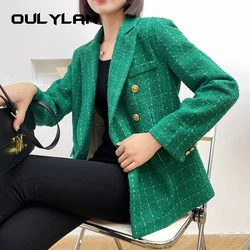 Spring Fall Thin Suit Women Fashion Elegant Long Sleeve Solid Straight Loose Jacket Office Lady Button Career Coat