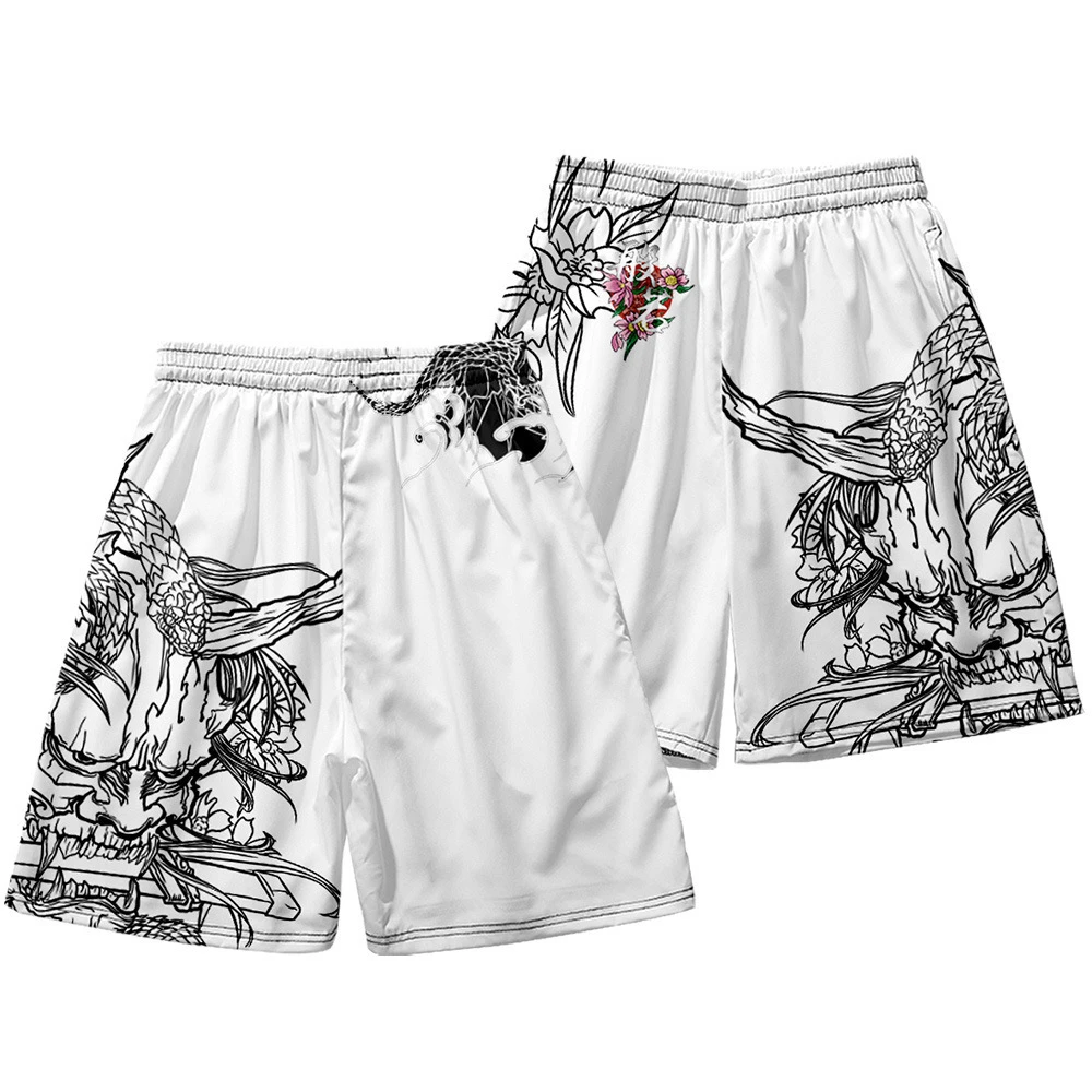 

Мужские летние Гавайские пляжные шорты для путешествий, повседневные спортивные шорты с принтом аниме, быстросохнущие плавки для спортзала, шорты со льдом, Гавайские купальники