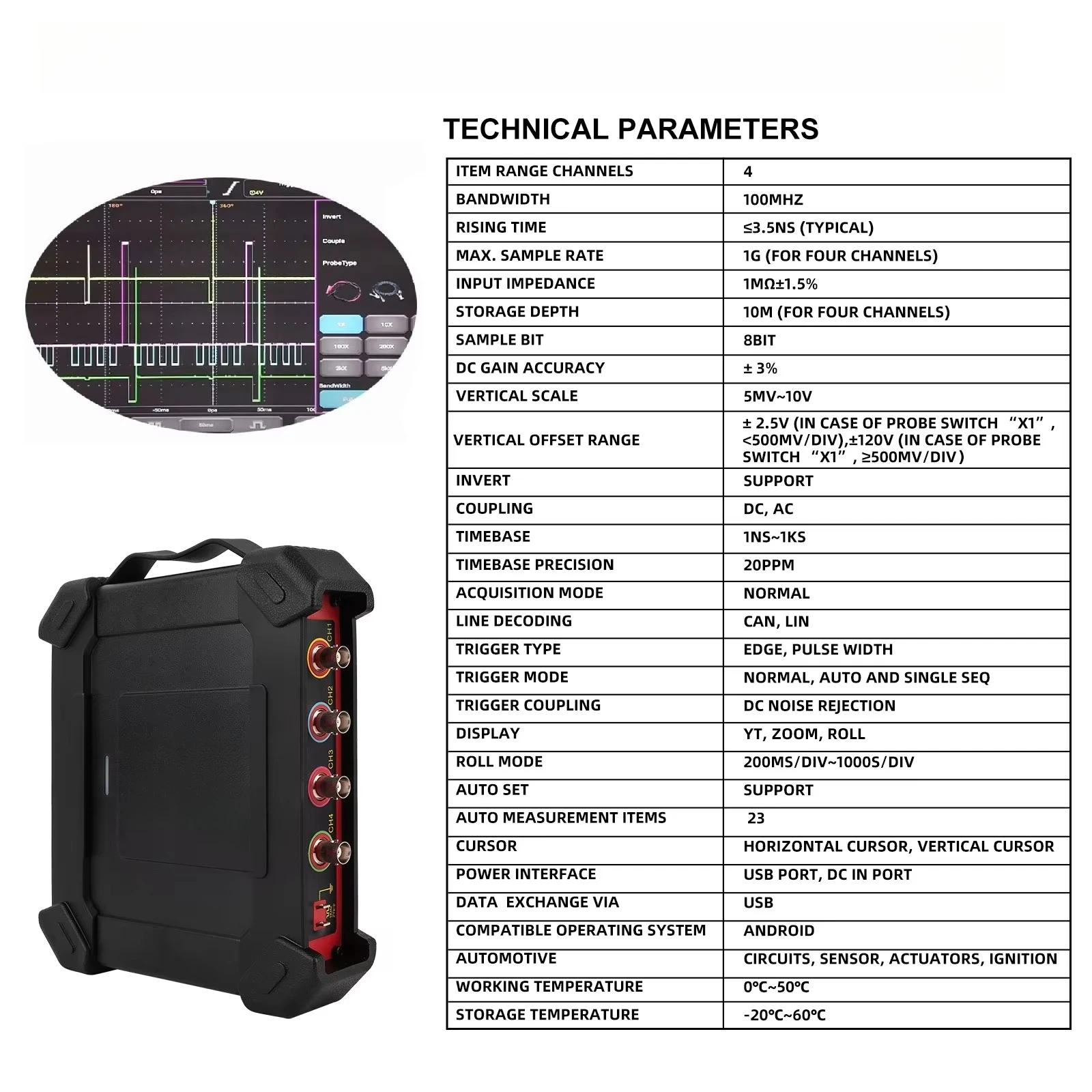 X-431 Oscilloscope O2-2 Scopebox Analizador 4 Channels Digital Scopebox Tester USB Port Circuits Sensors Actuat Analyzer