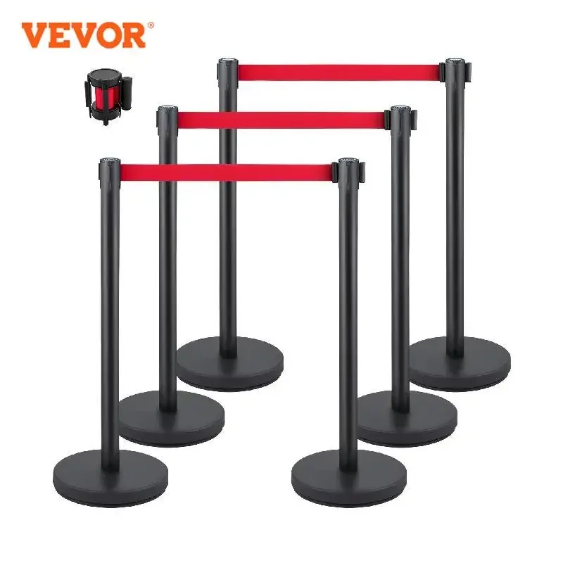 VEVOR 6Pcs Queue Security Posts Crowd Control Stanchion Barriers Stand Crowd Barrier With Adjustable Belt for Party Exhibition