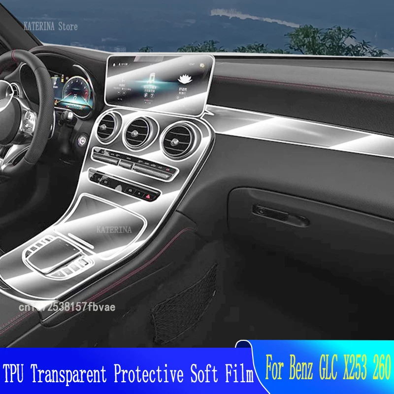 

For Benz GLC X253 260 2020-2022 Car Interior Gearpanel Dashboard Gps Navigation Screen Transparent TPU Protective Film