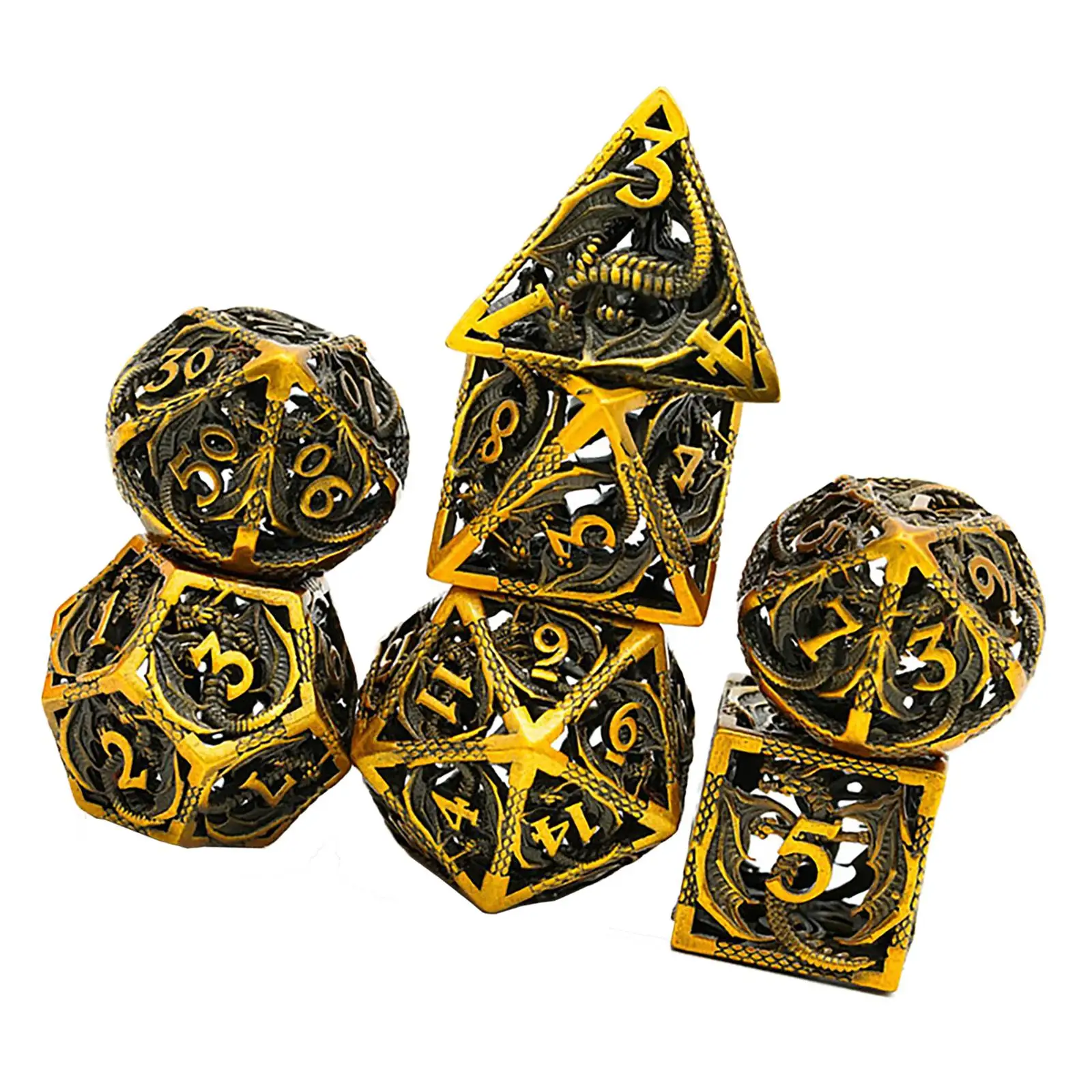 

7pcs set Metal Dice Set D&D Dice Velvet Pouch D20 D12 D10 D8 D6 D4 dice DND RPG MTG Table Games dados dices set metal dice