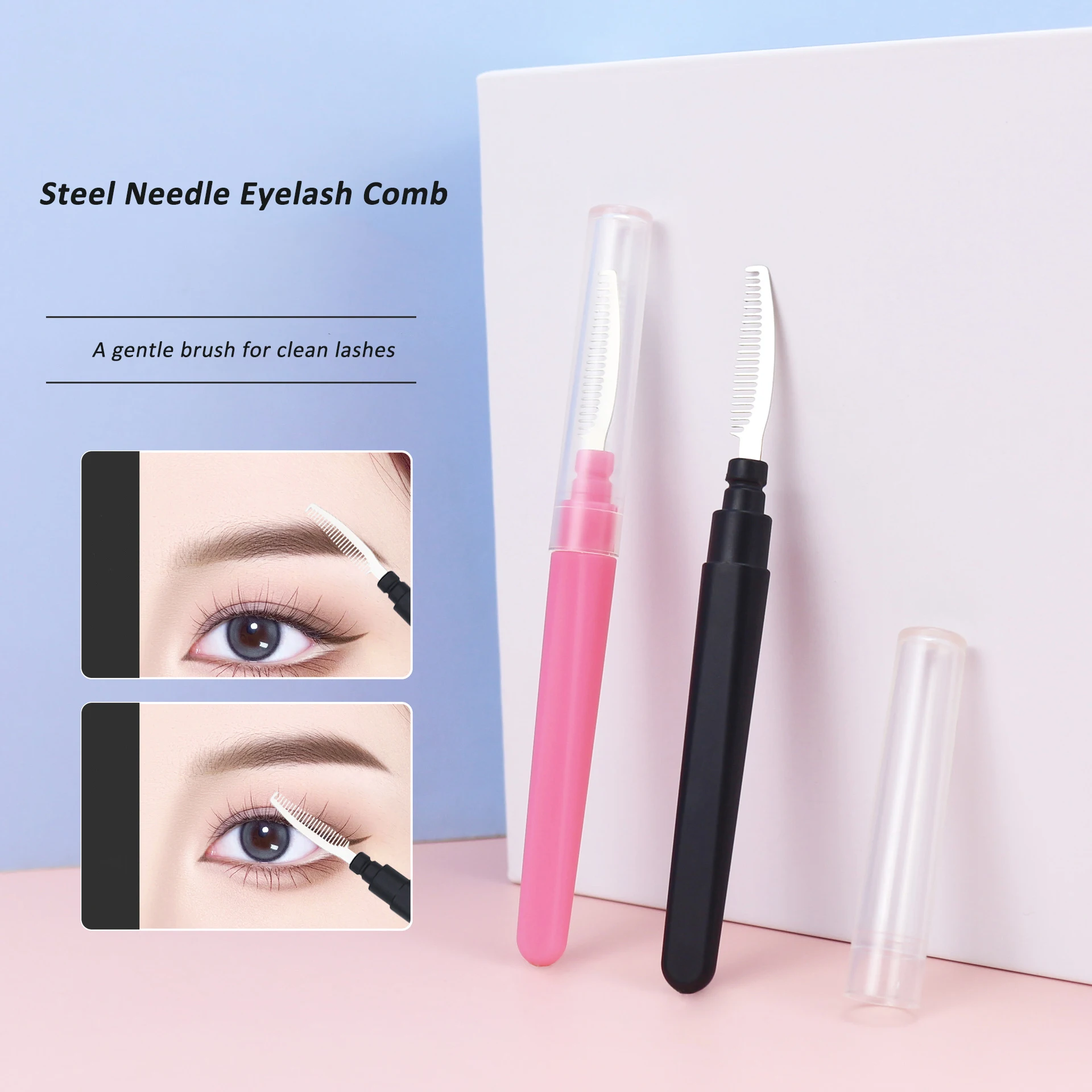 1PC Eyelash Separator Metal Teeth Stainless Eyelashs Brush Comb Eyebrow Eyelashes Extension Comb Eyelash Curler Curl Makeup Tool
