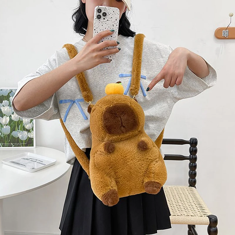 New KawaiiCapybara Plush Doll Backpack Cute Cartoon Children Toy Shoulder Bag Mini Backpack Girlfriend Holiday Gift