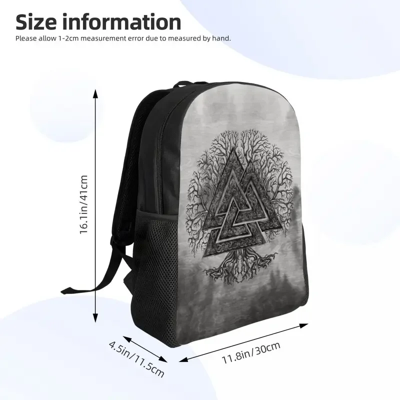 Valknut und Baum des Lebens Yggdrasil Rucksäcke für Männer Frauen wasserdicht Schule College Wikinger Norse Tasche Druck Bücher tasche