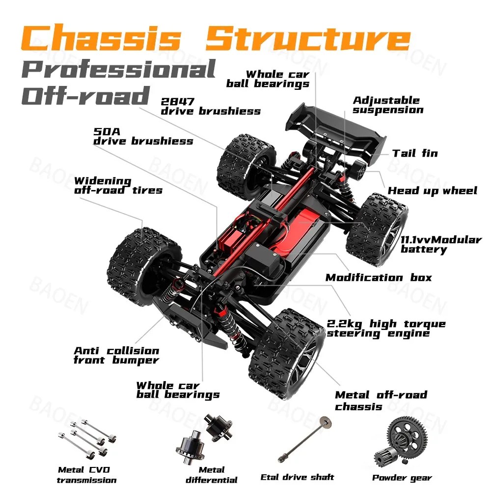 SCY 9522 PRO 85KM/H 50KM/H High-speed RC Car Brushless Four-wheel Drive Off-road Drift 1:16 Professional Racing Car  Boy's Toy