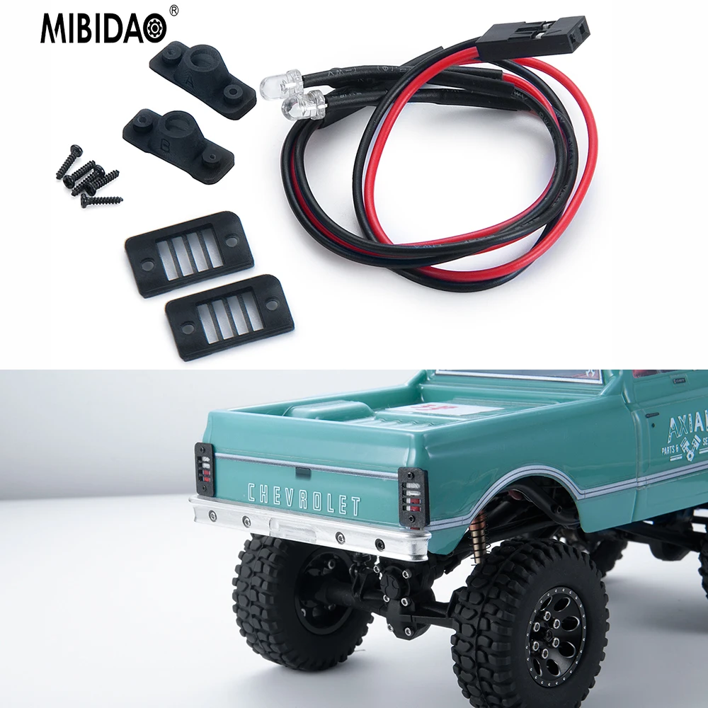 MIBIDAO 1/4 pièces feu arrière feu arrière lumière LED pour 1/24 RC voiture sur chenilles axiale SCX24 AXI00001 pièces