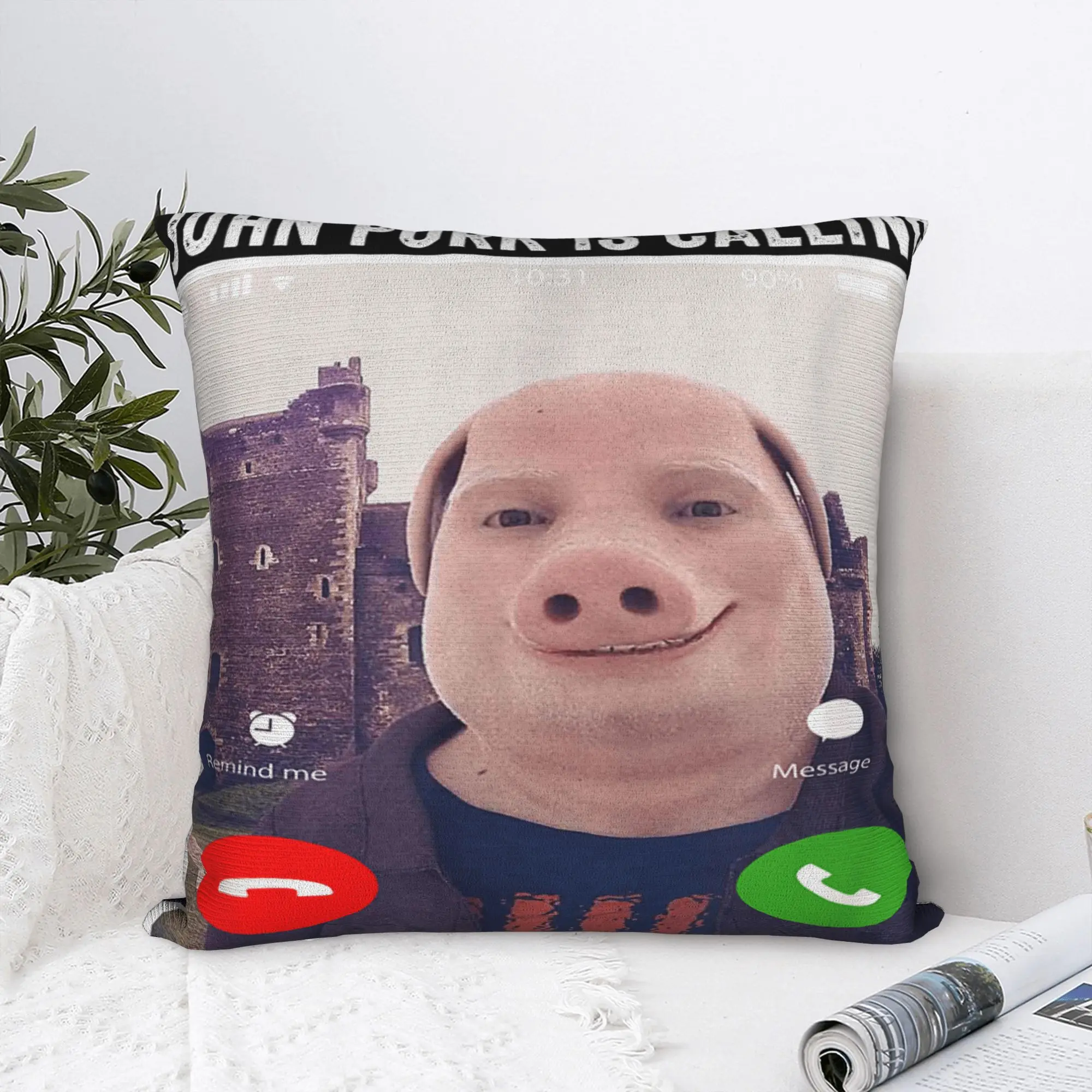 

Наволочка John Pork Is Calling, квадратная наволочка с двусторонним принтом, короткая плюшевая подушка для дивана, прикроватная наволочка для спальни
