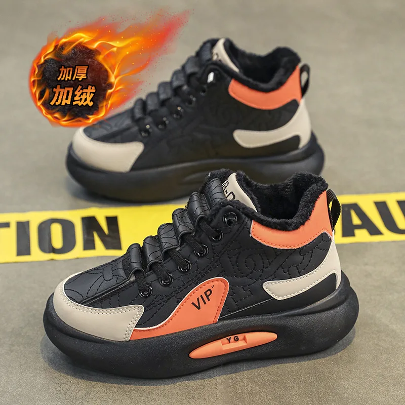 

Зимние теплые детские кроссовки, уличная нескользящая треккинговая обувь с когтями, детские кроссовки, теплые зимние ботинки, высокая спортивная обувь для мальчиков