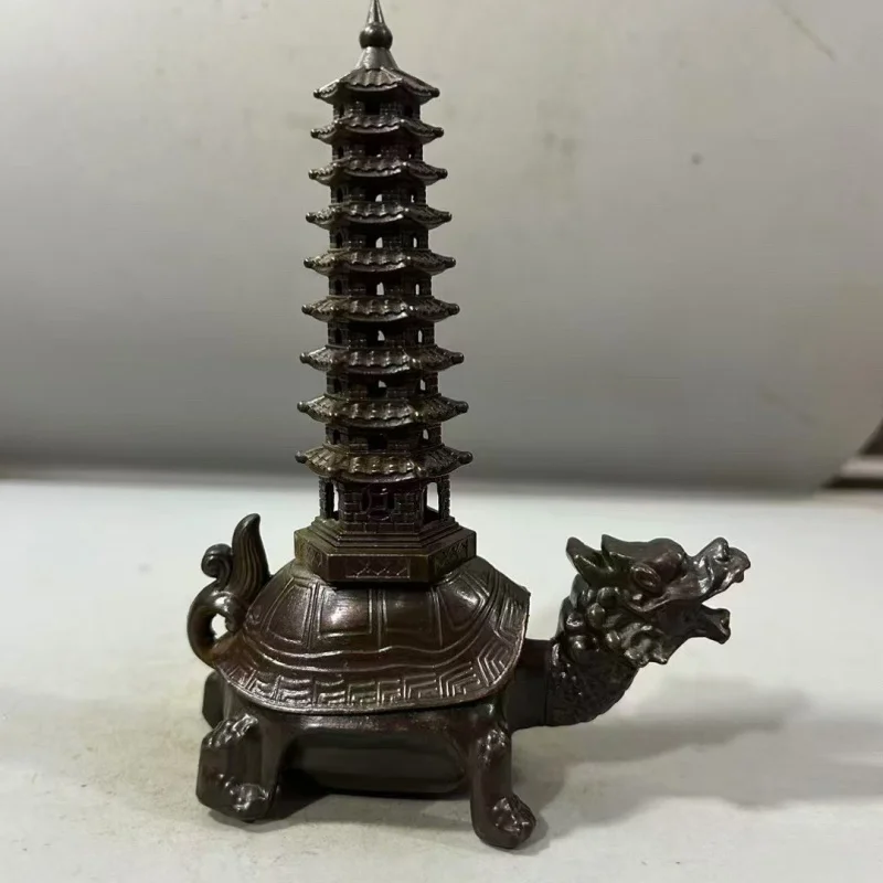 

Antique Style Dragon Turtle Back Wenchang Pagoda Study Room Craft Ornament Home Incense Burner Dragon Turtle Wenchang Pagoda Inc