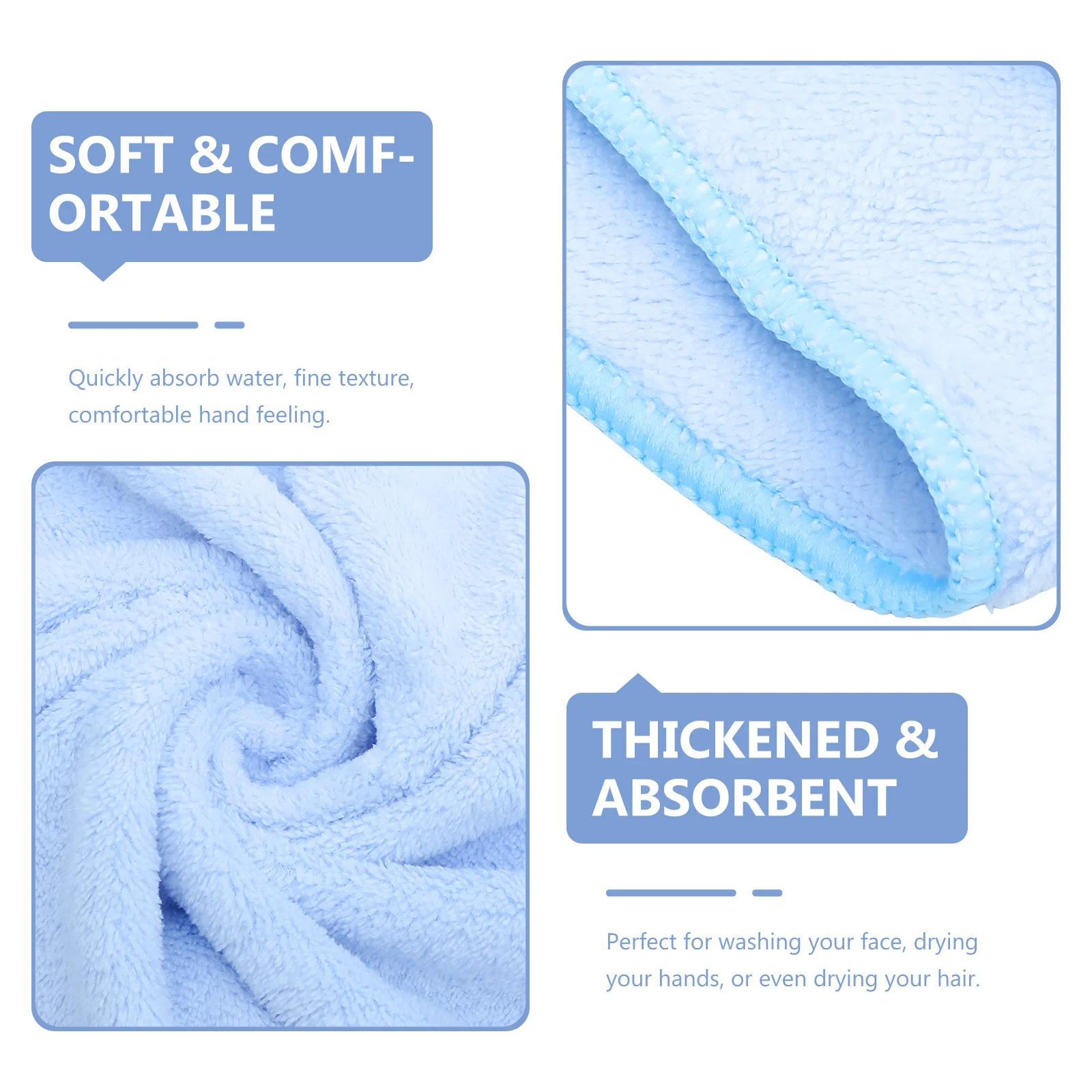 

3Pcs Coral Fleece Absorbent Towels Thick Dry Face Hair Washcloths Multipurpose Bathroom Spa Use Absorbent Hand Towel