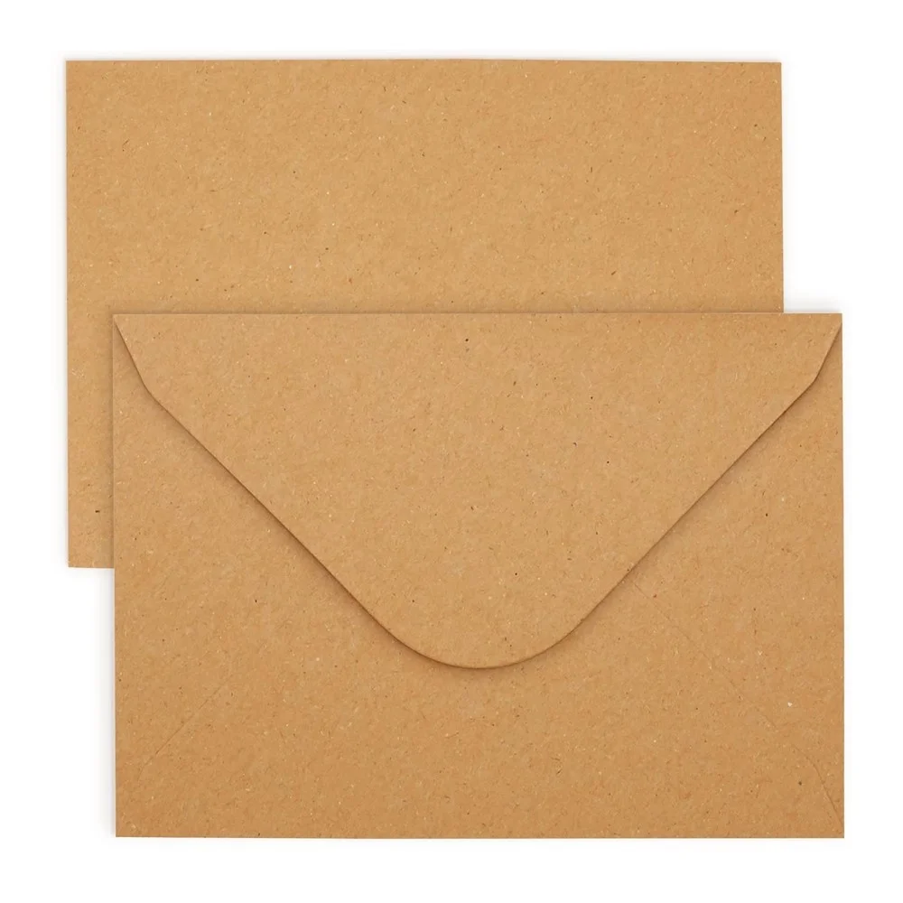 50Pcs Custom Design Kraft Paper Envelope DIY Postcard Envelope Wedding Invitation Letter, Gift Packaging Greeting Card Envelope