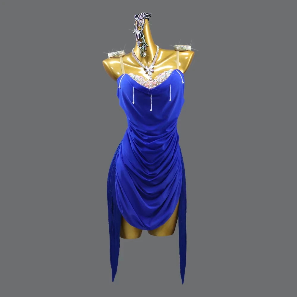 2025 New Latin Dance Dress Sexy Stage Costume Women Prom Evening Competition Skirt Line Suit Prom Ball Sports Clothes Customized