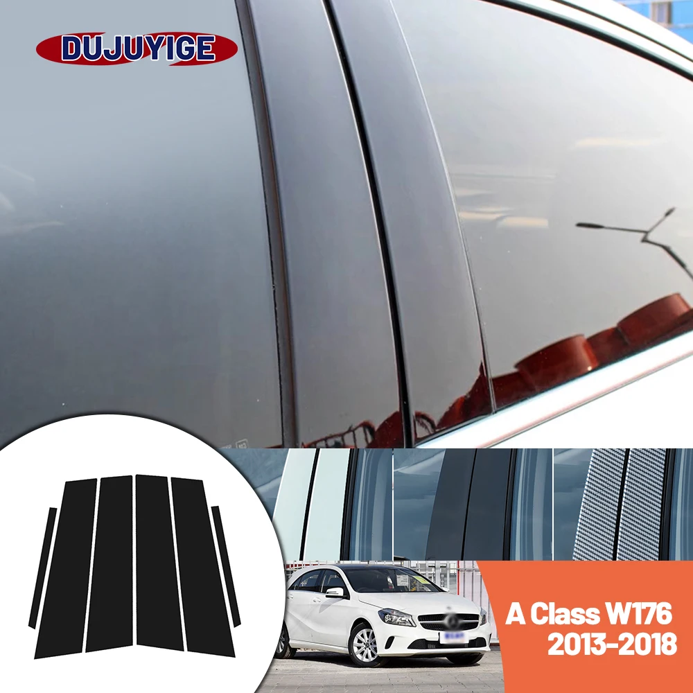 

Bright black carbon fiber door and window B C Pillar sticker suitable For Mercedes Benz A Class W176 2013-2018 2014 2015 2016 20