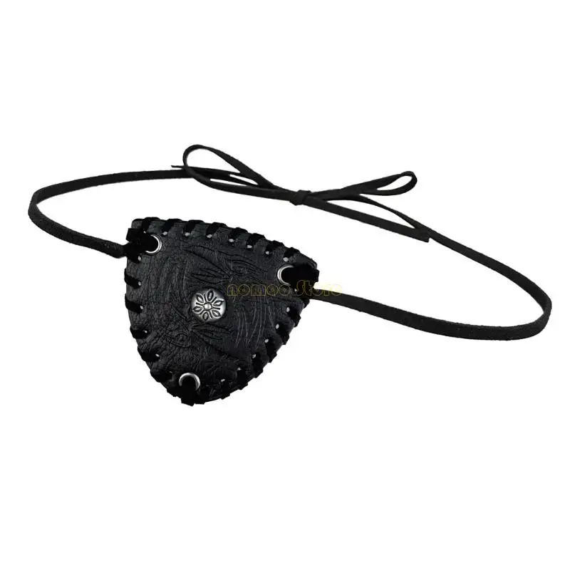 31BF średniowieczne pirackie przepaski na oczy skórzane przepaski na oczy Vintage tłoczone osłony oczu mężczyźni Halloween do