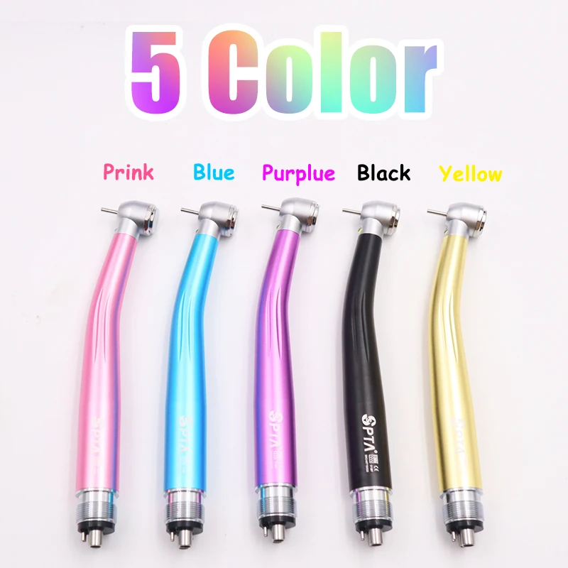 Brightly Rainbow LED Light High Speed Dental Air Turbine Handpiece 3 Water Spray Ceramic Bearing Rotor Lighting Push Button Tool