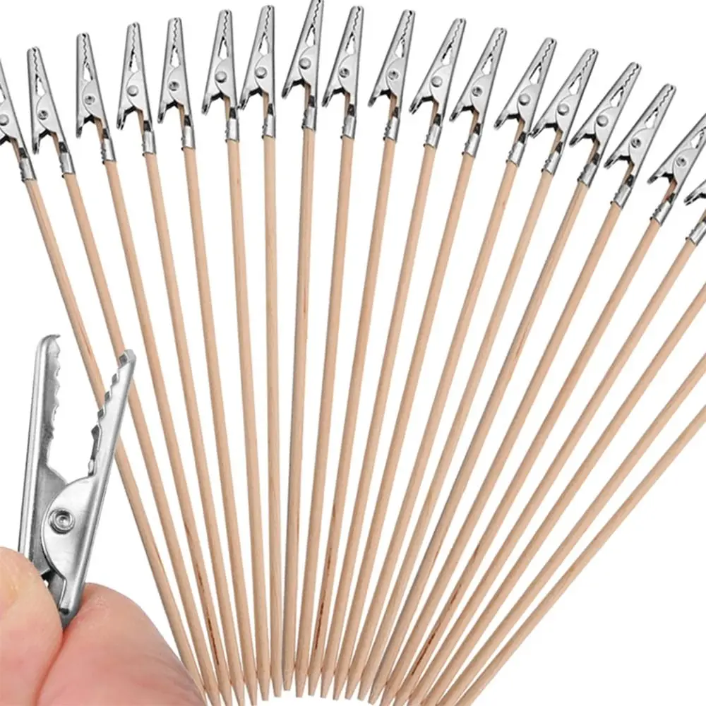 10/20PCS Metal Rubber Model Painting Stand Modeling Tools Detachable Alligator Clip Stick Updated Design Long-tailed Wood Stick