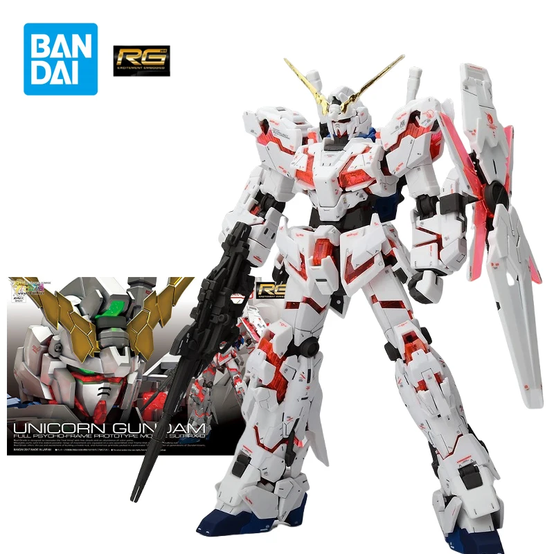 Bandai RX-0 UNICORN Gundam Action Figure RG UNICORN Gundam Assembly Model Full Psycho-Frame Prototype Mobile Suit