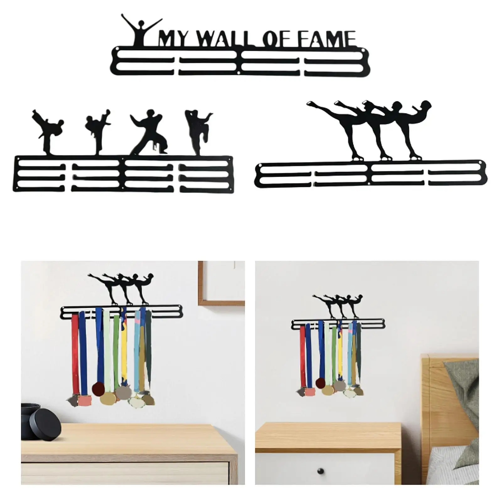 Medal Hanger Display Rack Sturdy Gifts Metal Wall Mounted Sport Awards Holder Display Hanger Rack Frame School Living Room