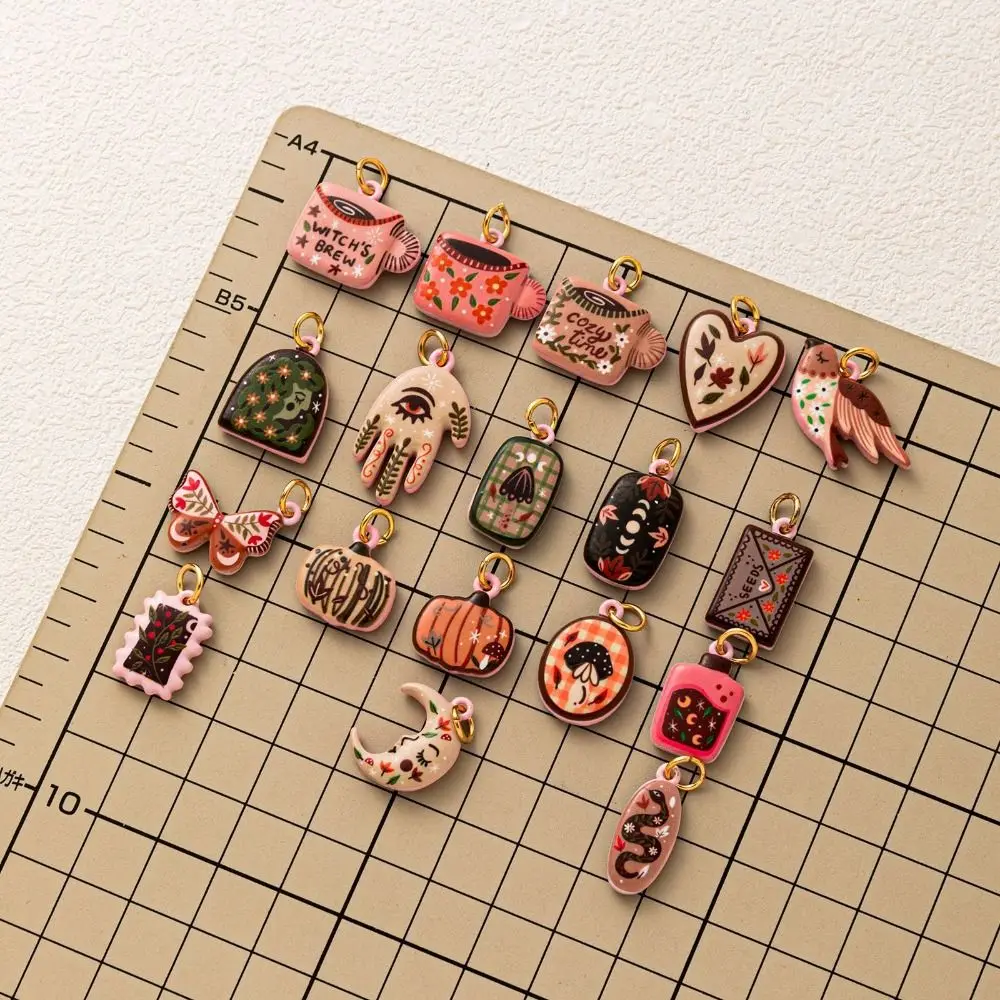 Fashion Colorful Hand-Drawn Pendant Charms Handcrafted Geometric Shape Pendant Gift DIY Making Connector Charms Making