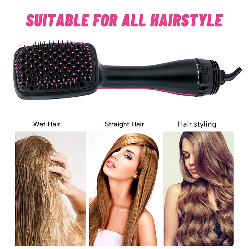 2 In 1 Electric Hair Curler Dryer Brushes Straightener Holder Hot Styling Blower Comb One Step Hair Dryer