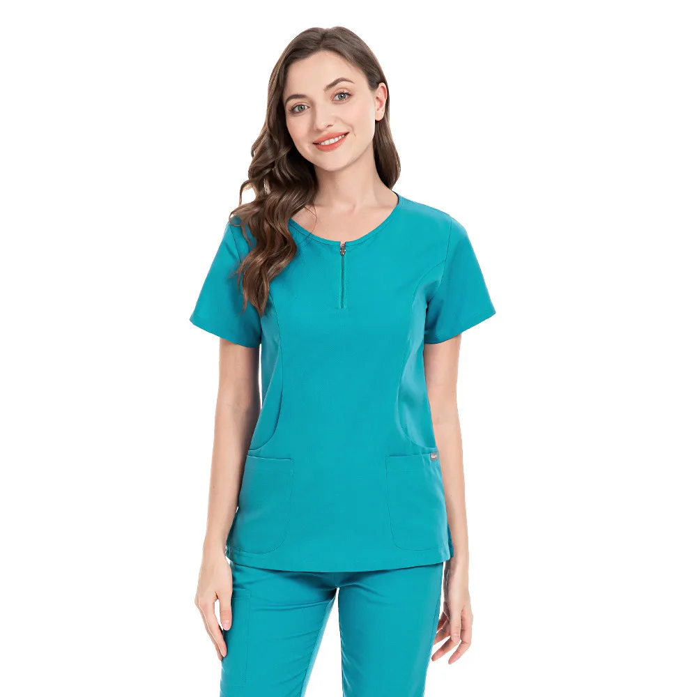 Slim Fit Medical Unforms Doctors Nurses Workwear Clothes Men Women Scrubs Set Tops And Pant Dental Clinic Lab Work Overalls