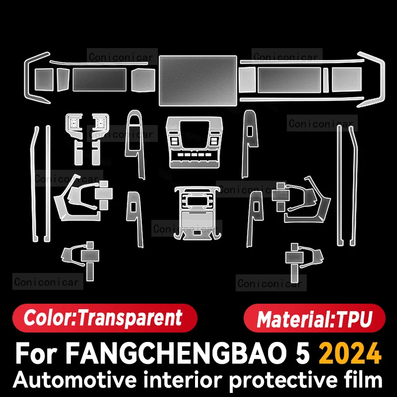 For BYD FANGCHENGBAO 5 2024 Car Interior Center Console Screen Protective Film Anti-scratch Repair film Sticker Accessories