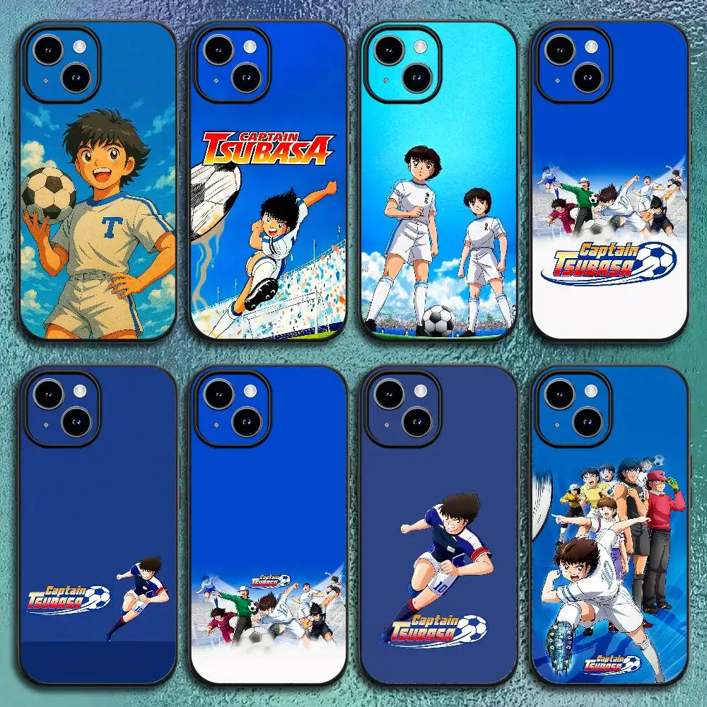 Anime C-Captain T-tsubasa Handyhülle für iPhone 17 12 13 14 15 16 Pro Max Plus Klassische schwarze Softshell