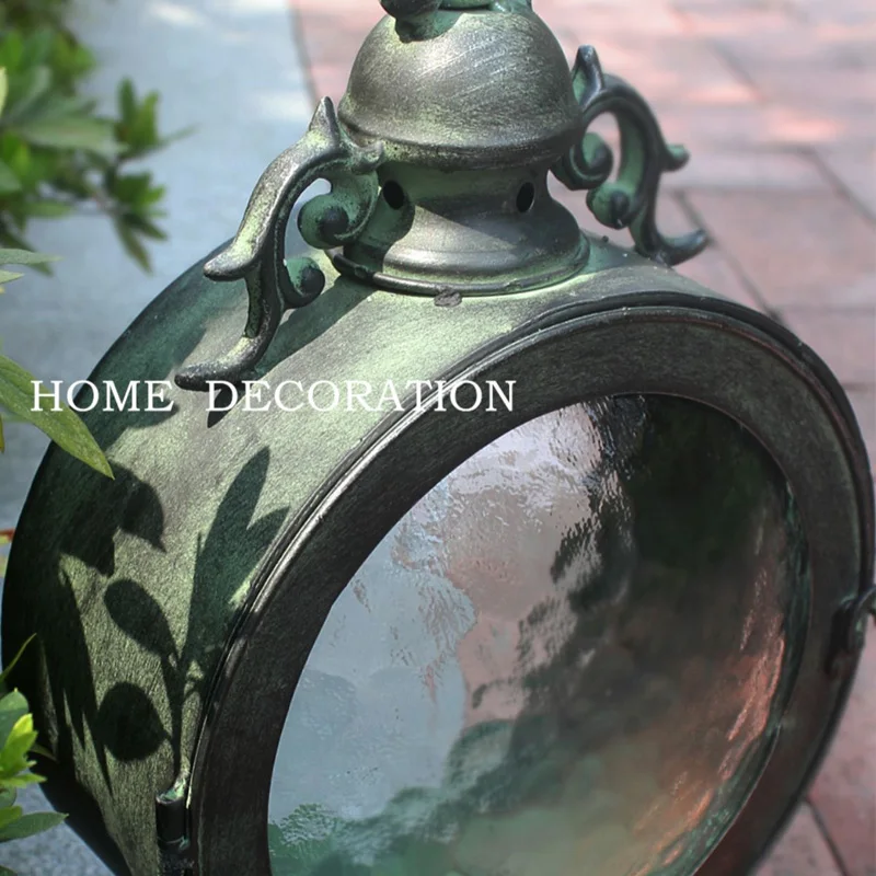 Indoor Outdoor Decorative Vintage Metal Glass Hurricane Candle Lantern