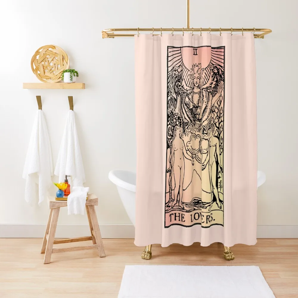 

Pastel Tarot - Tarot The Lovers Shower Curtain For Bathroom Bathtub Shower Bath Curtain