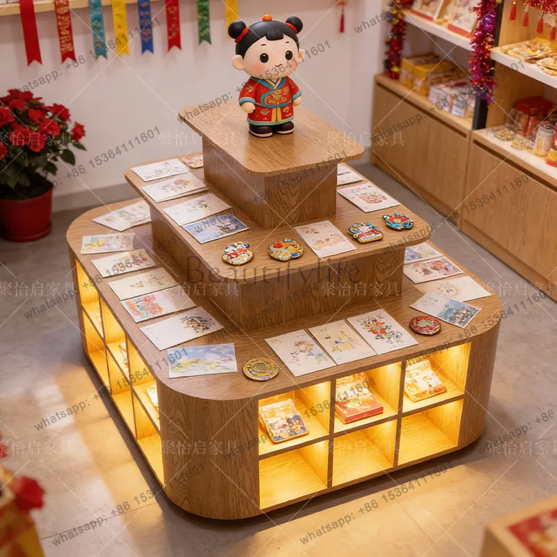Factory Direct Solid wood double-sided island cabinet jewelry cosmetic display cabinet can be customized