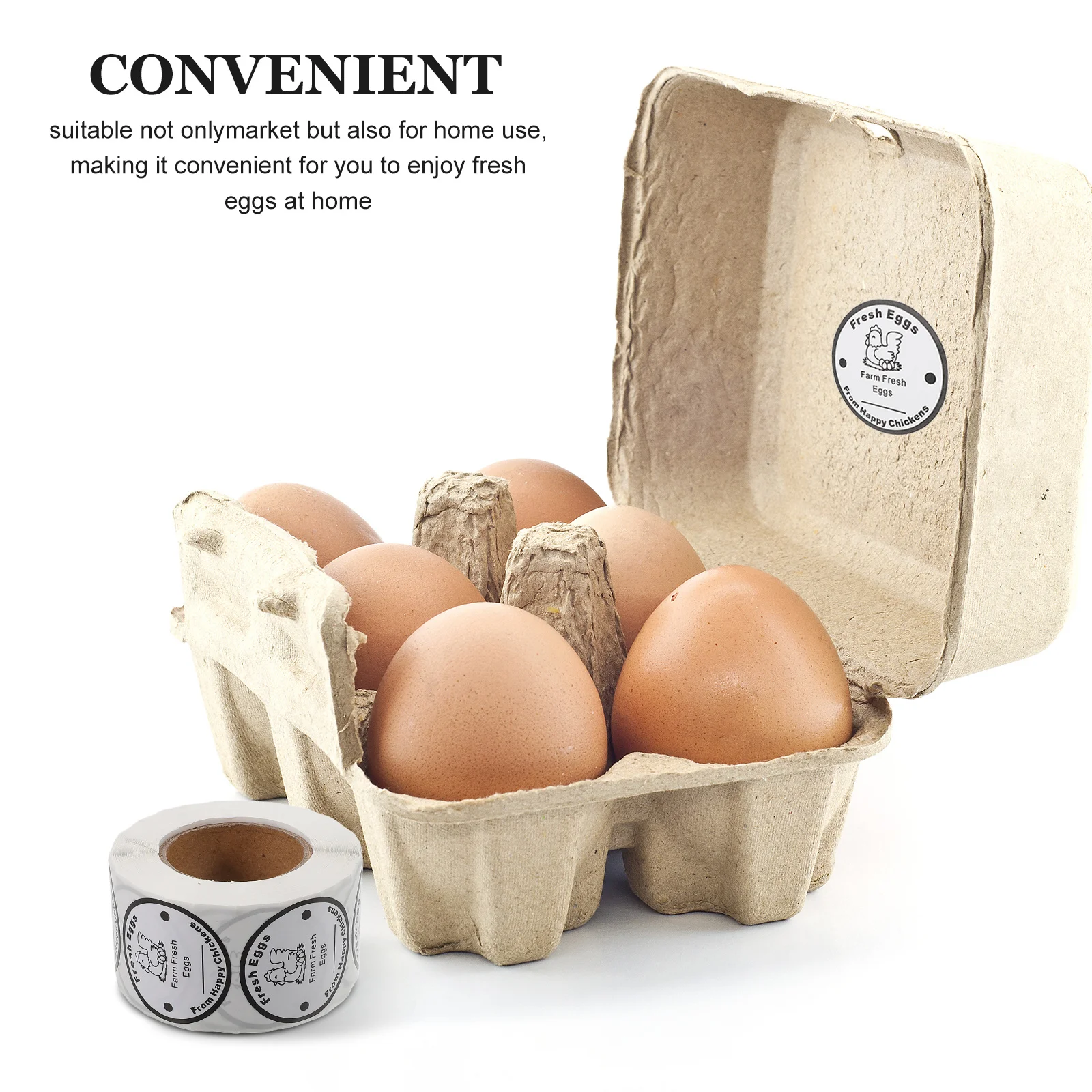 1 Roll 500 Sheets Packaging Farm Stickers Round Chicken Egg Carton Labels Freshness Preservation Portable Safe Usage Home Market