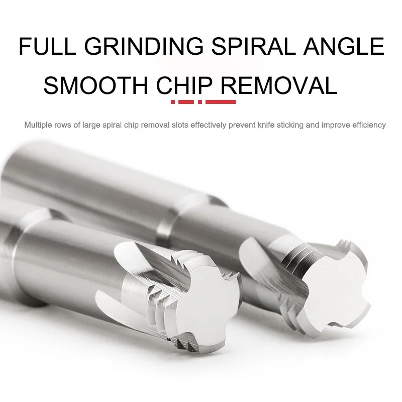 YIFINO HRC65 3-Teeth Endmills Tungsten Steel Carbide Thread Milling Cutter CNC Mechanical Machining End Mill Tools M2M3M4M5M6M8