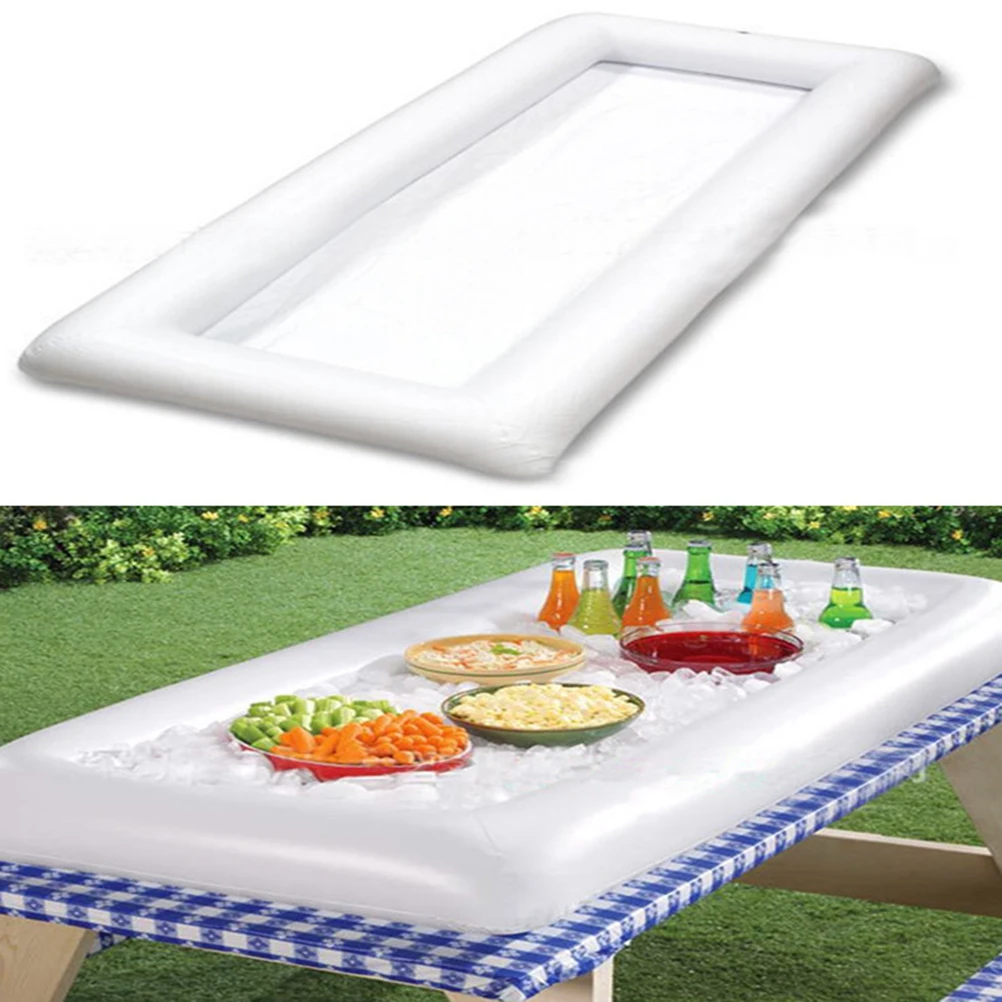 2 Peças de Pratos Infláveis de PVC para Festa na Piscina ou na Praia, Suporte Flutuante para Bebidas, Cooler de Gelo, Utensílios para Eventos Tropicais