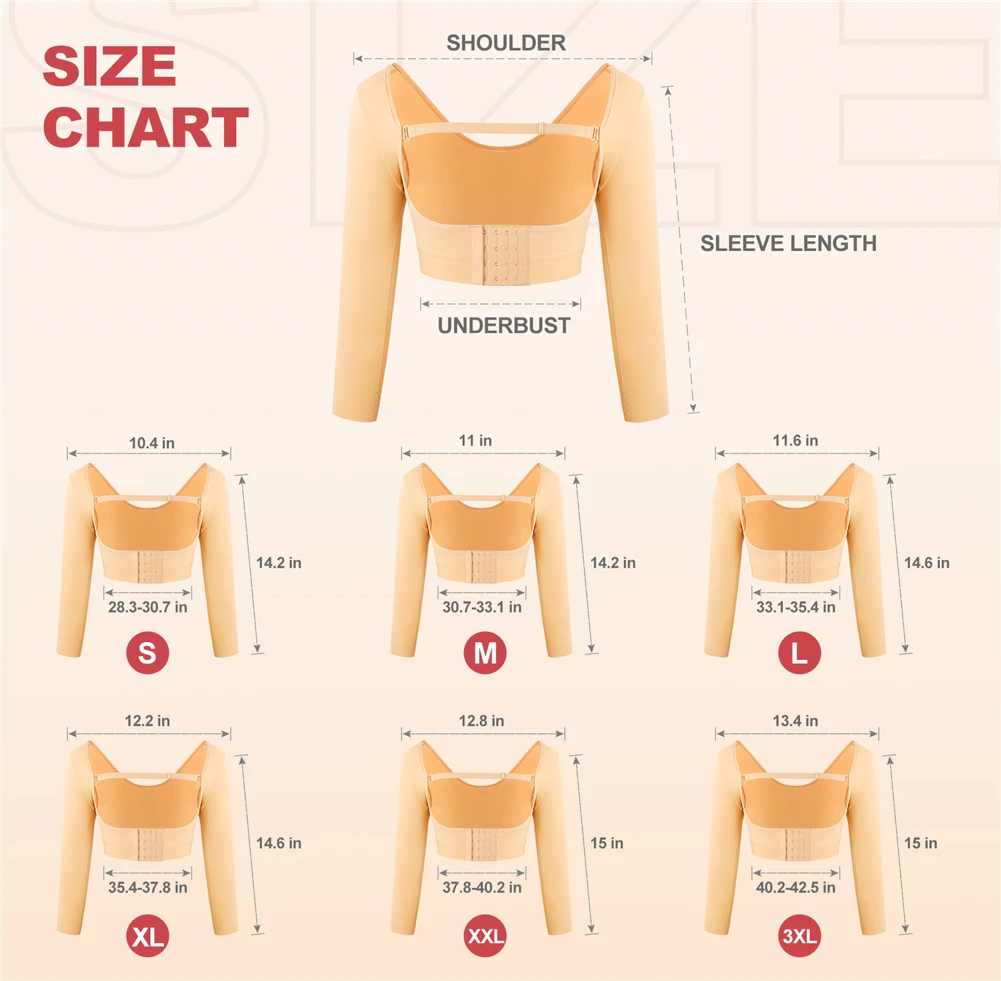 Colombianas 수술 후 팔 셰이퍼, 팔 압박 슬리브, 리포 의류 자세 교정기, 보정속옷 상의, 여성 코르셋