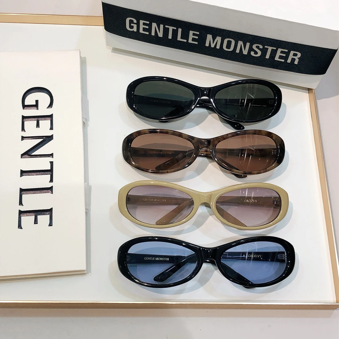 GENTLE MONSTER GROOVR Gafas de sol de marca de diseñador de lujo para hombre, montura de acetato de primera calidad, gafas clásicas vintage para mujer con estuche