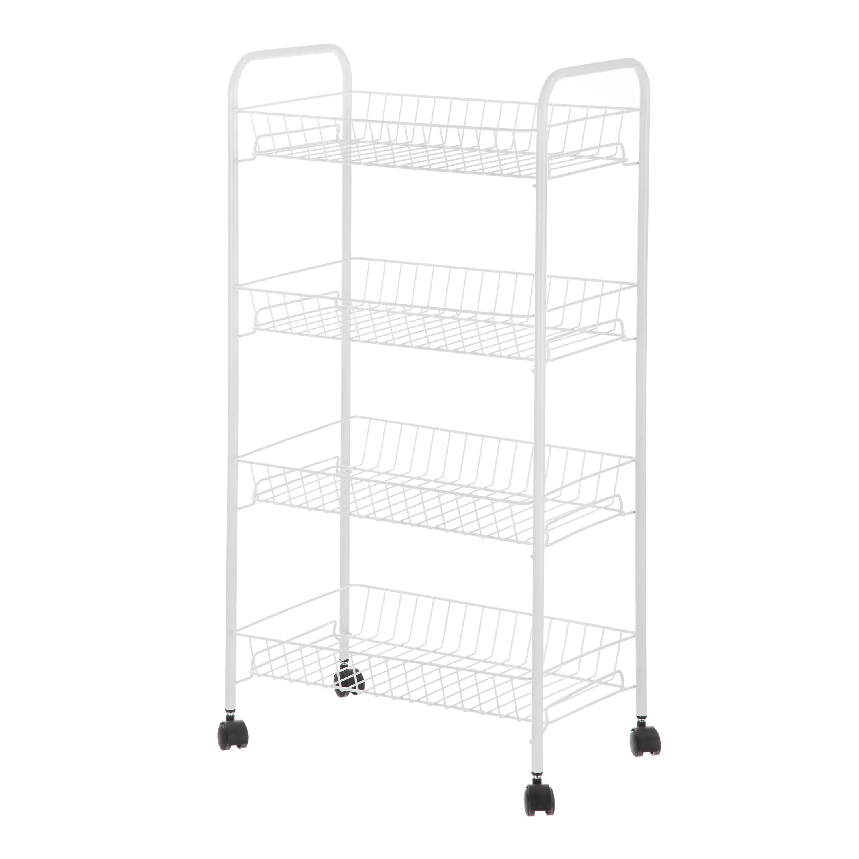 4 Shelf Steel Laundry Cart with Caster Wheels Sturdy Frame Use for Transporting Organizing Durable Easy Assembly