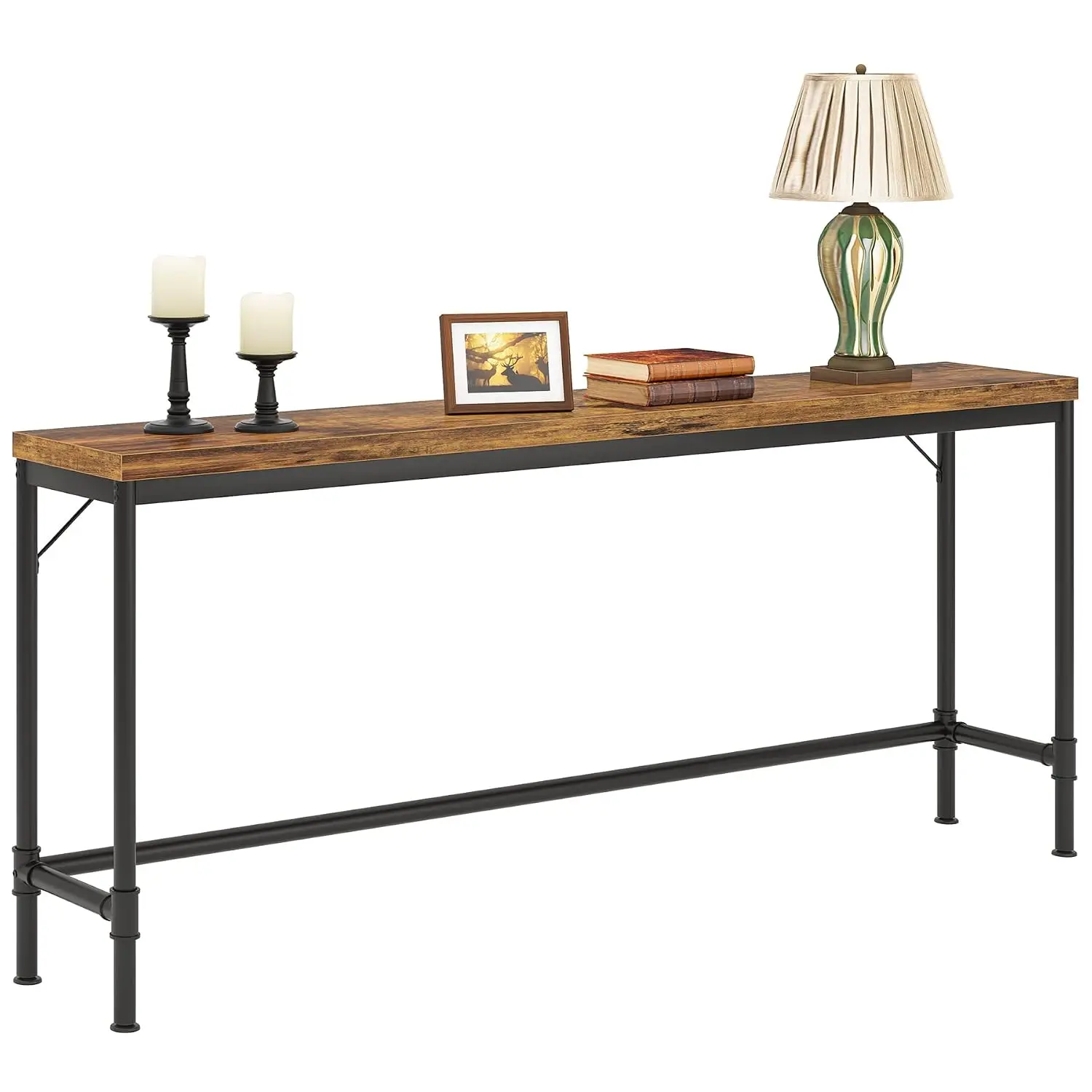 Extra Long Narrow Console Table Behind Sofa, Rustic Industrial Entryway Hallway Bar Table , 70.9 Inch, Customized