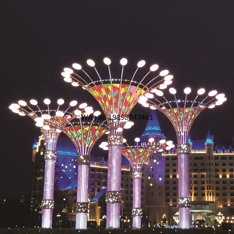 

New Design Stainless Steel Large Tree Sculptures Outdoor Lighting Custom Sculpture Supplier