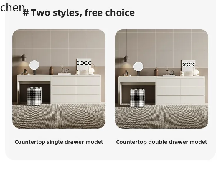 PYH Dressing Table and Chest of Drawers Combination Makeup Table Bedside Storage Cabinet Integrated Desk